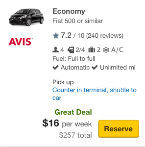 cars rating at expedia